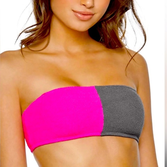 Pilyq Two Tone Color Block Bandeau Bikini Top - Picture 1 of 11